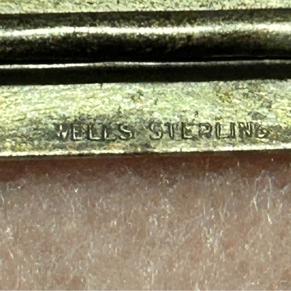 Vtg Etched Sterling Silver Diaper Pins or Sweater Clips 50’s era - Picture 2 of 6